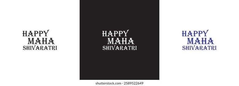 Happy Maha Shivaratri Hindu festival template. Banner Post and Greeting Card with text.  isolated on white and black background. Vector illustration. EPS 10