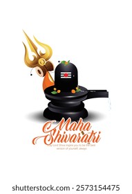 Happy Maha Shivaratri ,Shiva Linga and Trishul Representing Maha Shivaratri Celebration and Devotion