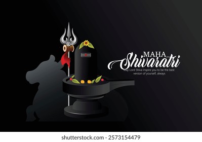 Happy Maha Shivaratri ,Shiva Linga and Trishul Representing Maha Shivaratri Celebration and Devotion