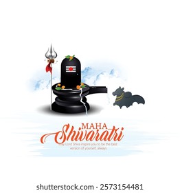 Happy Maha Shivaratri ,Shiva Linga and Trishul Representing Maha Shivaratri Celebration and Devotion