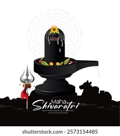 Happy Maha Shivaratri ,Shiva Linga and Trishul Representing Maha Shivaratri Celebration and Devotion