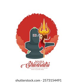 Happy Maha Shivaratri ,Shiva Linga and Trishul Representing Maha Shivaratri Celebration and Devotion