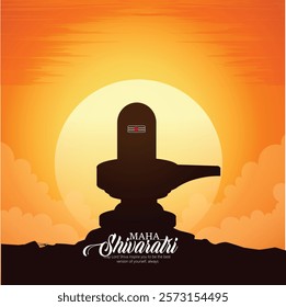 Happy Maha Shivaratri ,Shiva Linga and Trishul Representing Maha Shivaratri Celebration and Devotion