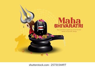 Happy Maha Shivaratri ,Shiva Linga and Trishul Representing Maha Shivaratri Celebration and Devotion