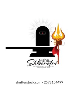 Happy Maha Shivaratri ,Shiva Linga and Trishul Representing Maha Shivaratri Celebration and Devotion