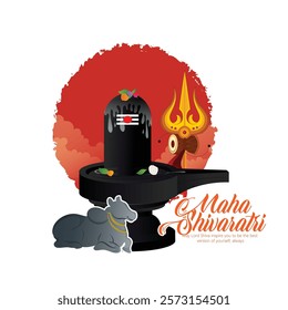 Happy Maha Shivaratri ,Shiva Linga and Trishul Representing Maha Shivaratri Celebration and Devotion