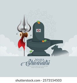 Happy Maha Shivaratri ,Shiva Linga and Trishul Representing Maha Shivaratri Celebration and Devotion