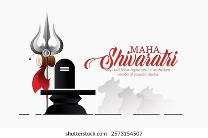 Happy Maha Shivaratri ,Shiva Linga and Trishul Representing Maha Shivaratri Celebration and Devotion