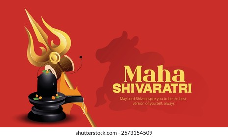 Happy Maha Shivaratri ,Shiva Linga and Trishul Representing Maha Shivaratri Celebration and Devotion