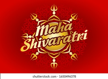 Happy Maha Shivaratri vector background. Trisula illustration clip art image. Eps 10