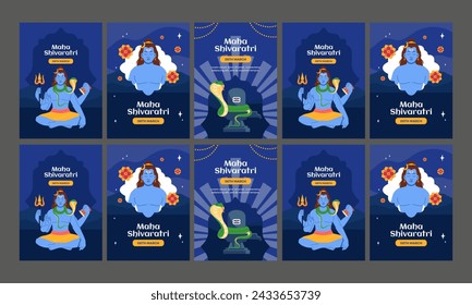 happy maha shivrati vector flat design set
