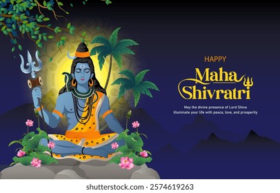 happy maha shivratri background for banner, greeting, card, cover. vector illustration flat design