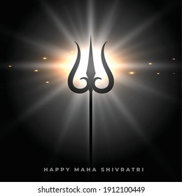 happy maha shivratri background with glowing trishul weapon