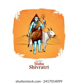Happy Maha Shivratri cultural hindu Indian festival greeting card design vector