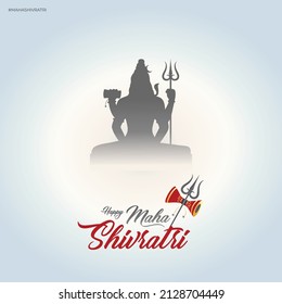 Happy Maha Shivratri Design. Illustration of Mahadev with Trishul 