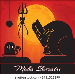 happy maha shivratri festival celebration poster with and nandi