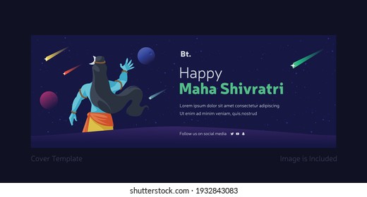 Happy Maha Shivratri festival Facebook cover page template with lord shiva.