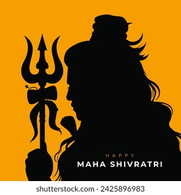 Happy Maha Shivratri Festival Flat Vector Background with Lord Shiva Illustration 