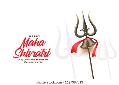 happy maha shivratri festival greeting with trishul
