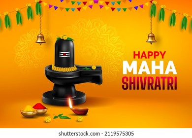 happy maha shivratri festival template design with creative shivling illustration