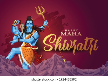 happy maha Shivratri, a Hindu festival celebrated of lord shiva night, english calligraphy. vector illustration design