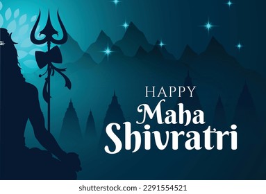 Happy Maha Shivratri Hindu festival. Flat vector illustration.