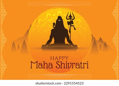 Happy Maha Shivratri Hindu festival. Flat vector illustration.