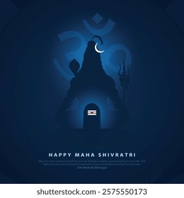 Happy maha Shivratri, a Hindu festival celebrated of lord shiva night. Creative vector illustration design. Hindi translation meaning ‘om’.