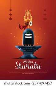 Happy maha Shivratri, a Hindu festival celebrated of lord shiva night. Creative vector illustration design with shivling and Trishul.