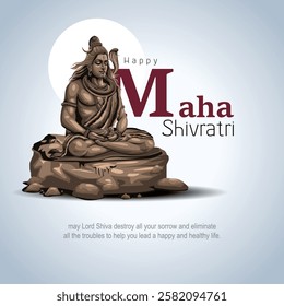 happy maha Shivratri, a Hindu festival celebrated of lord shiva night, english calligraphy. abstract vector illustration design	