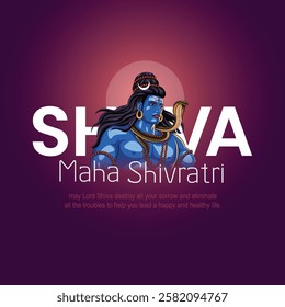 happy maha Shivratri, a Hindu festival celebrated of lord shiva night, english calligraphy. abstract vector illustration design	