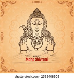 Happy Maha Shivratri Hindu Indian festival religious card vector