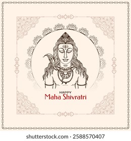 Happy Maha Shivratri Hindu Indian festival religious card vector