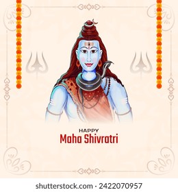 Happy Maha Shivratri Indian festival background with lord Shiva vector