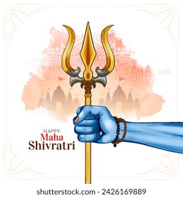 Happy Maha Shivratri Indian festival religious card with trishul design vector