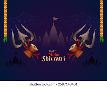 Happy Maha Shivratri Indian festival lord Shiva background vector