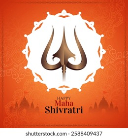 Happy Maha Shivratri Indian festival background with trishul vector