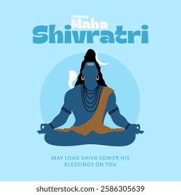 Happy Maha Shivratri Indian Religious Festival Banner. Celebrating the Great Night of Lord Shiva with blessings of peace, prosperity, and happiness.