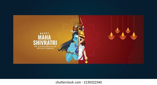Happy maha shivratri indian traditional festival cover page design.