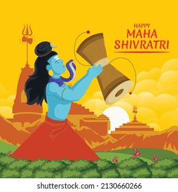 Happy maha shivratri indian traditional festival banner template design.