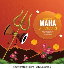 Happy maha shivratri indian traditional festival banner template design.