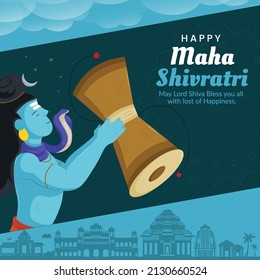 Happy maha shivratri indian traditional festival banner template design.