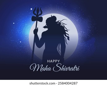 Happy Maha Shivratri Indian Traditional Festival Blue Background