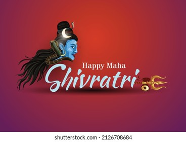 happy maha Shivratri. lord shiva night, english calligraphy. vector illustration design	