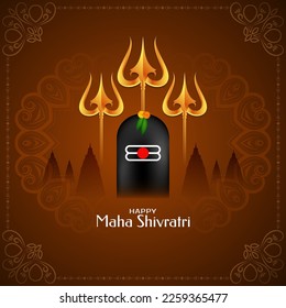 Happy Maha Shivratri lord Shiva worship religious festival card vector