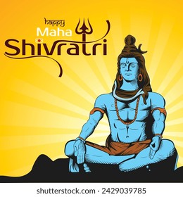 Happy Maha Shivratri lord Shiva worshipTraditional Hindu Festival Poster Banner Design Template Vector Illustration