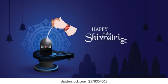 Happy Maha shivratri lord shiva festival vector poster