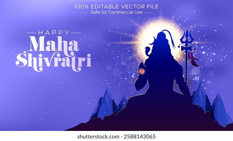 Happy maha shivratri. Lord shiva blessing illustration and shivratri background.