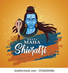 happy maha Shivratri with mahadev, a Hindu festival celebrated of lord shiva night, english calligraphy. vector illustration