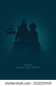 Happy Maha Shivratri or Mahashivratri Minimal Poster, Shiv Parvati Minimal Poster - Vector